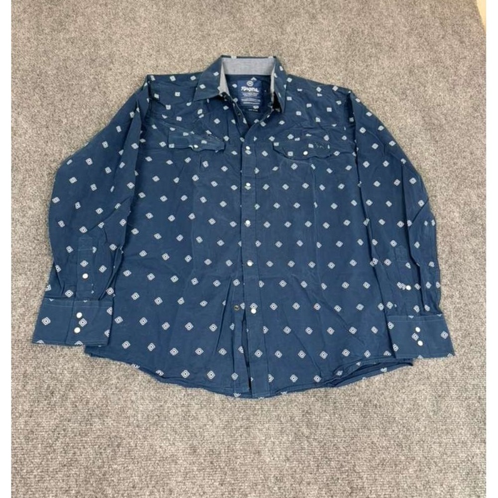 Ringers Western Button Up Shirt Mens  Blue  White Geometric Cotton Size‎ S